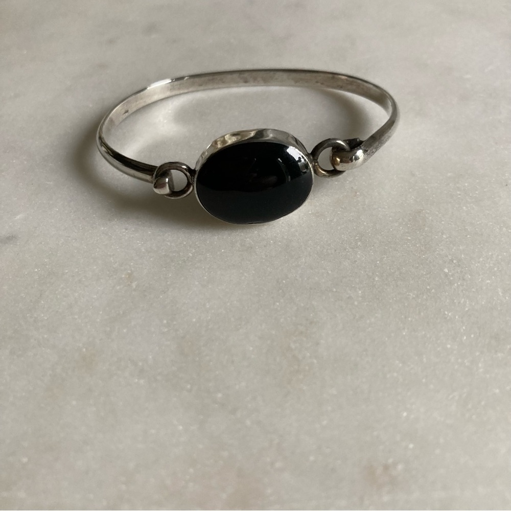 Silver & Onyx Stone Bracelet